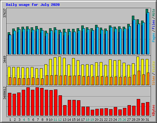 Daily usage for July 2020