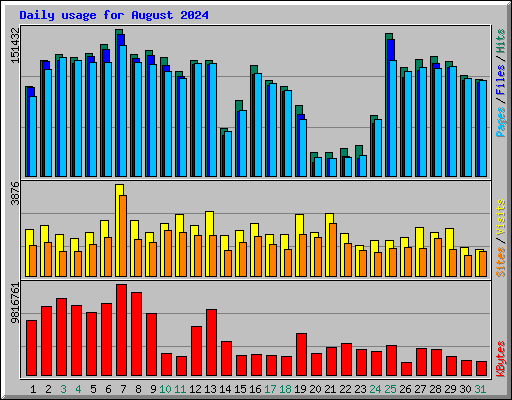 Daily usage for August 2024