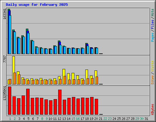 Daily usage for February 2025